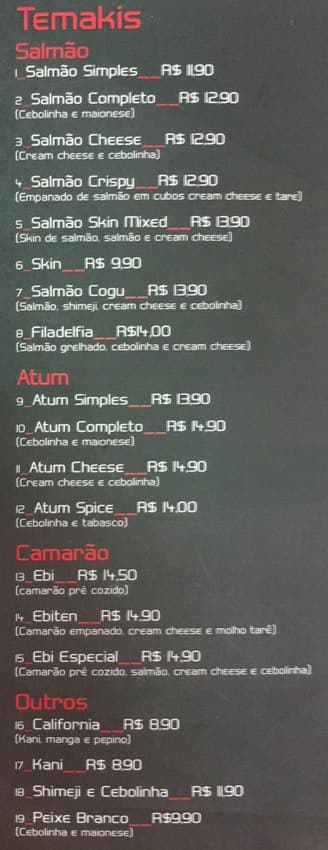 Temaky Menu Menu De Temaky Vila Yara Osasco Zomato Brasil