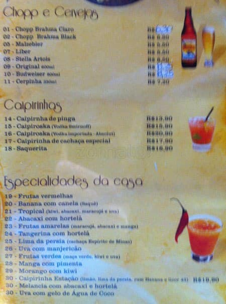 Menu em Estação Mooca pub Bar São Paulo R Ezequiel Ramos