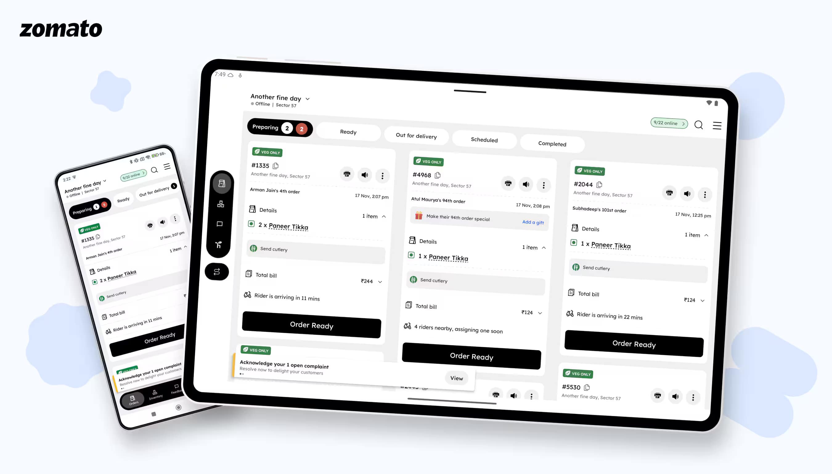 Beyond the phone: Zomato restaurant partner app on large screens