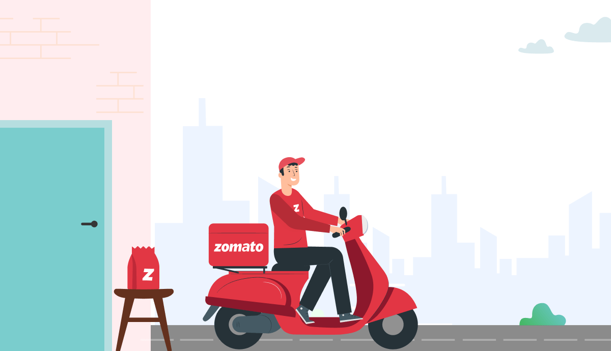Food delivery rider on a scooter in India