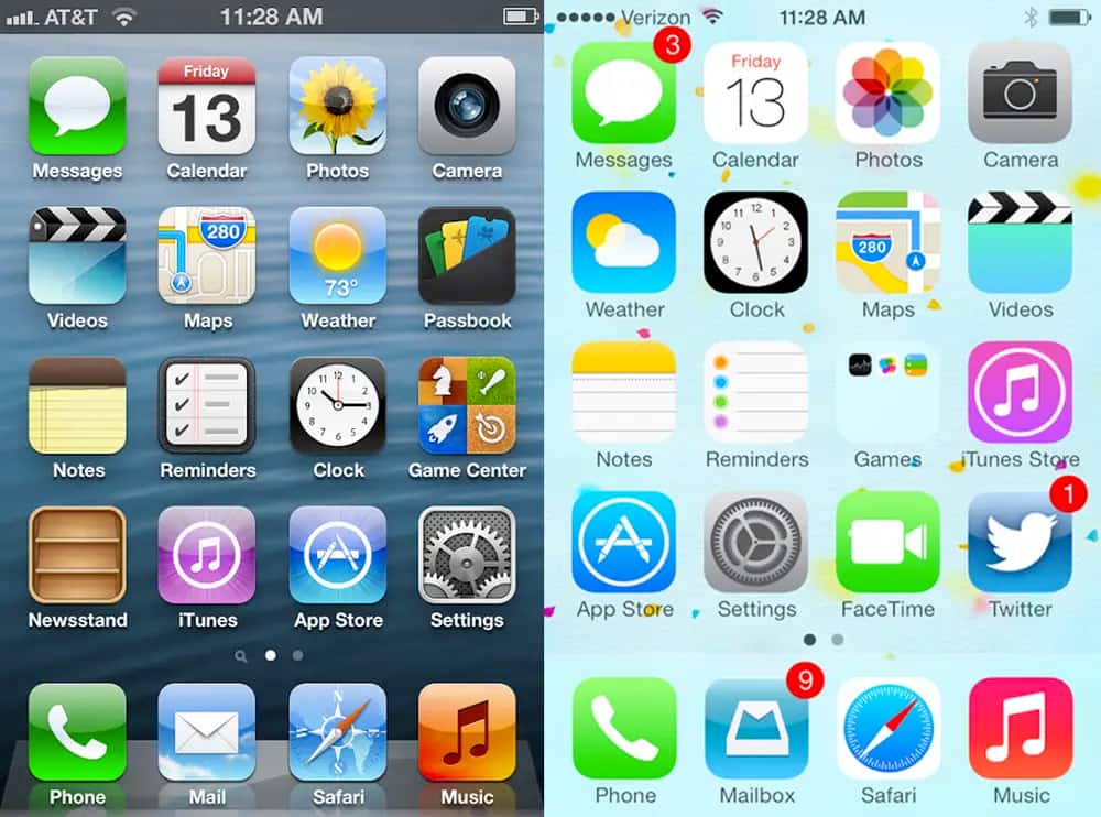 Image showing screenshots to compare squircles and regular rounded corners