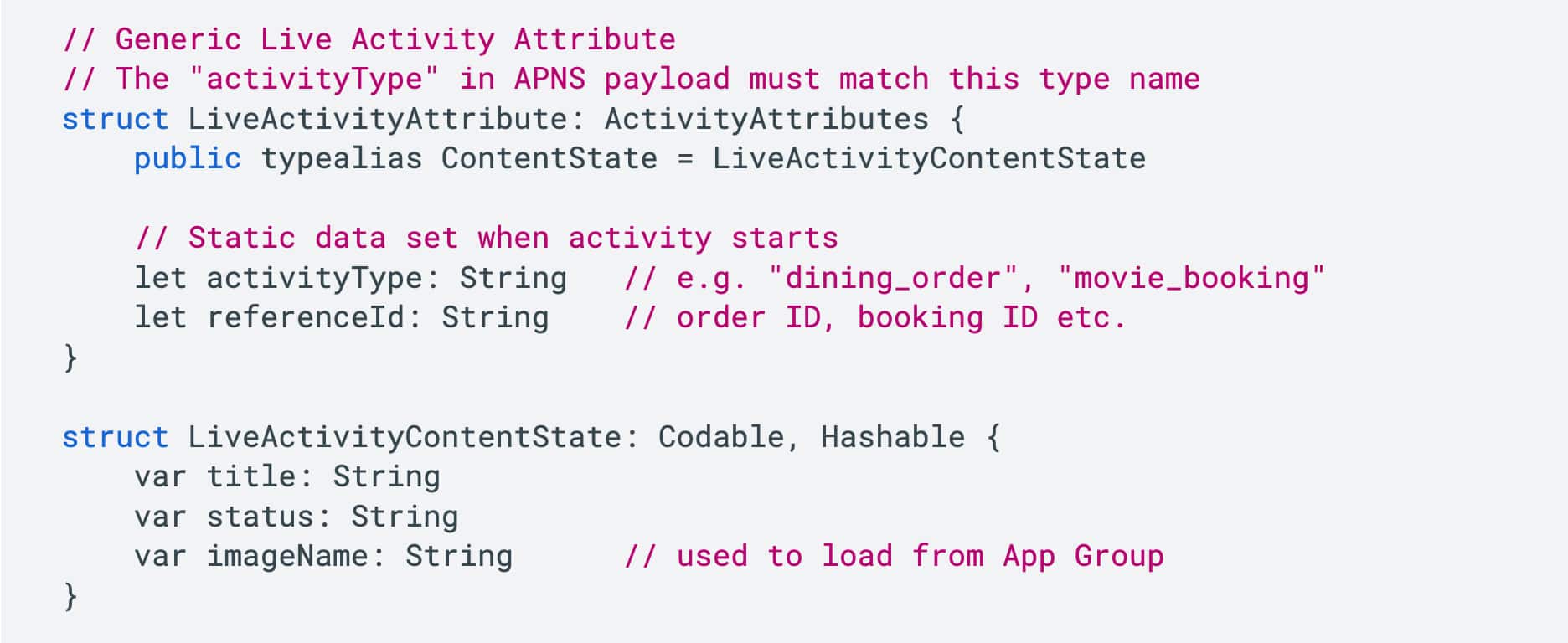 Create Live Activity Attribute