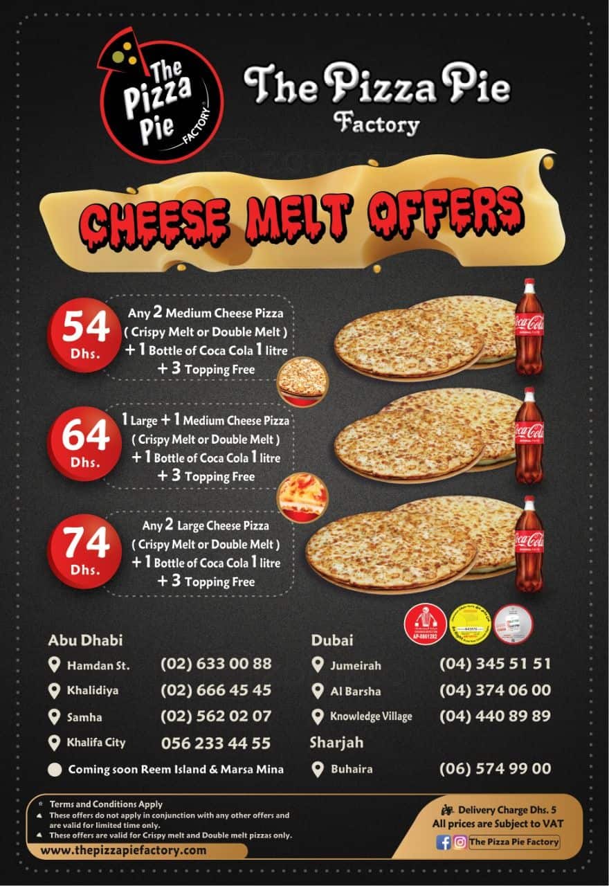 The Pizza Pie Factory Menu, Menu de The Pizza Pie Factory, Al Markaziya