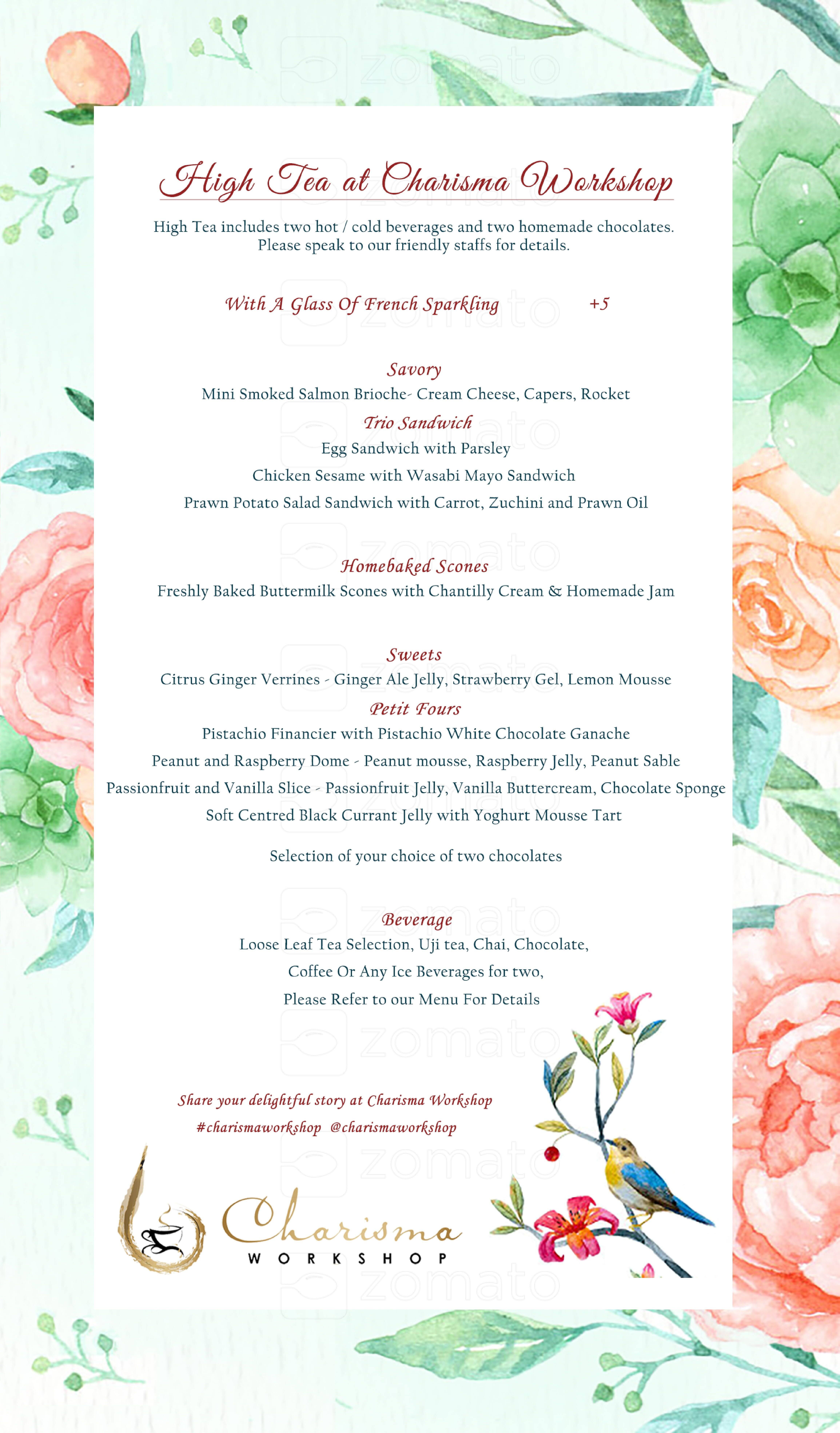 Charisma Menu, Menu for Charisma A'Beckett Street