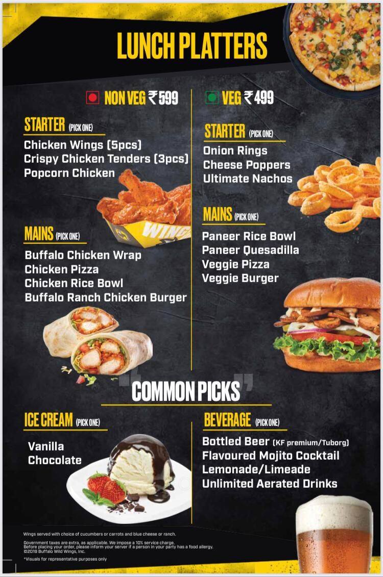 Buffalo Wild Wings Menu, Menu untuk Buffalo Wild Wings, Jubilee Hills