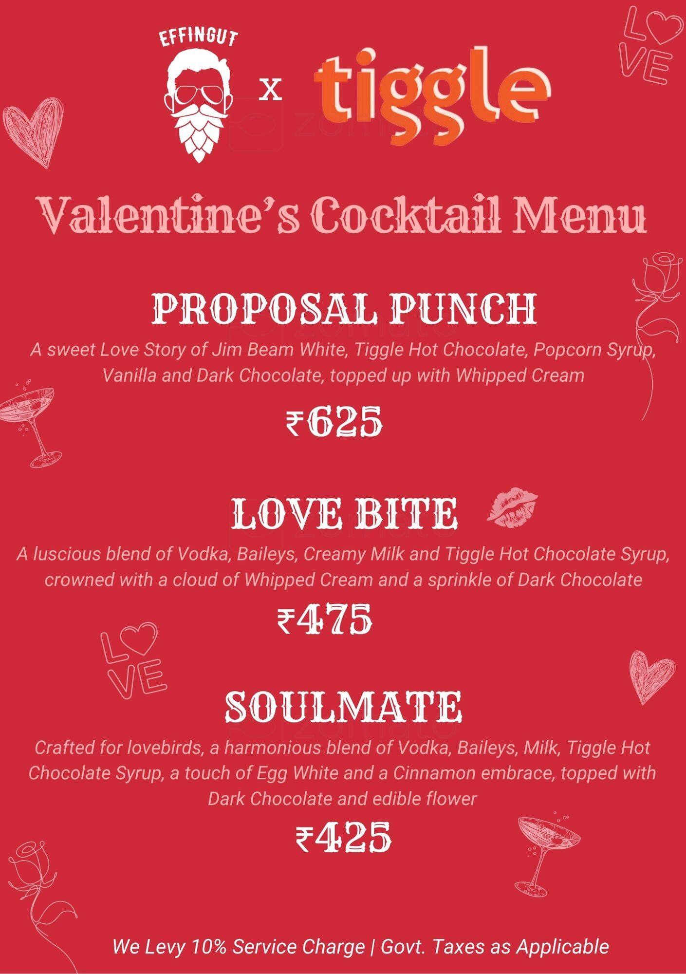 Menu of Effingut, Saket, New Delhi