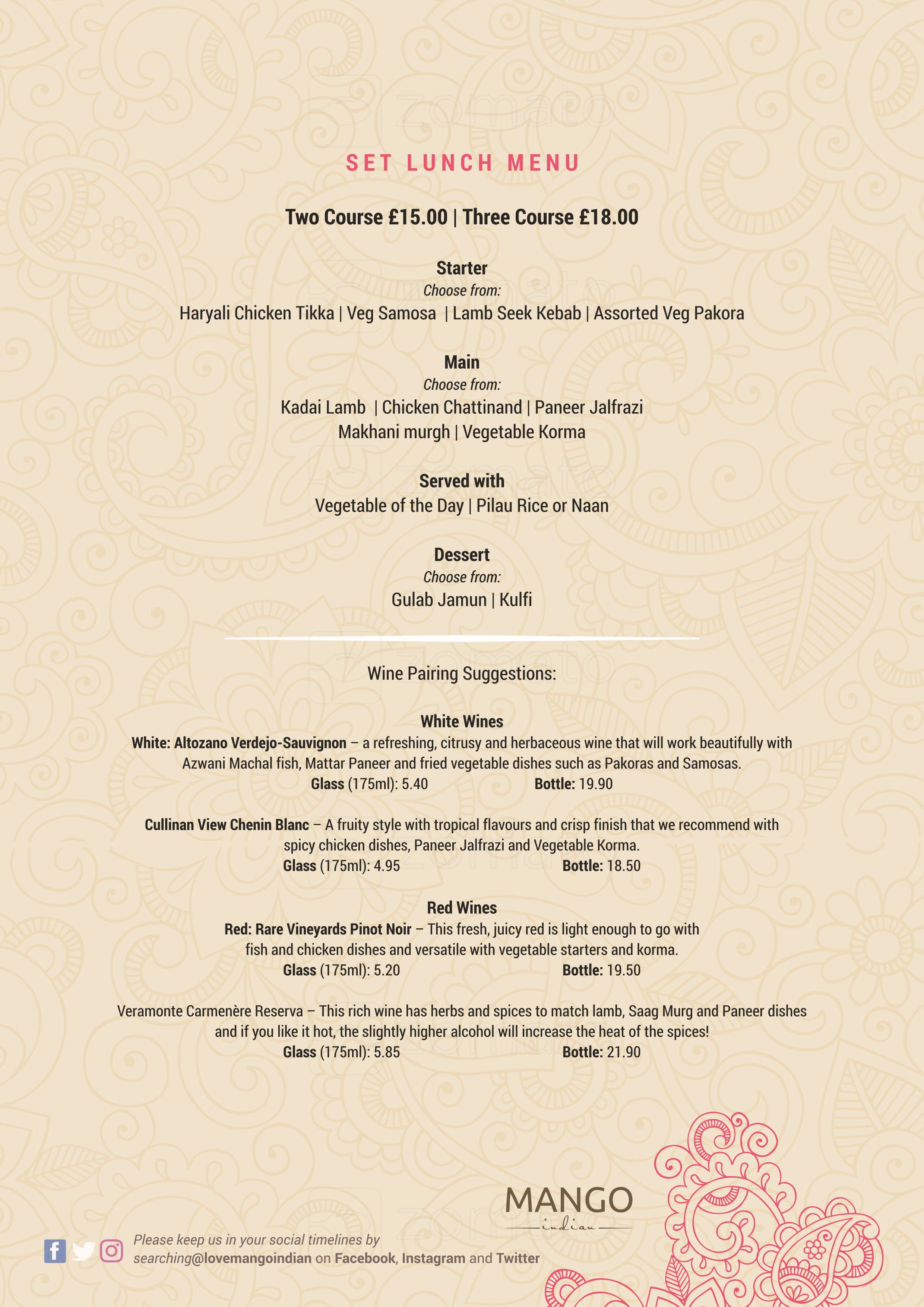 Mango Indian Menu, Menu for Mango Indian, London Bridge, London Zomato UK