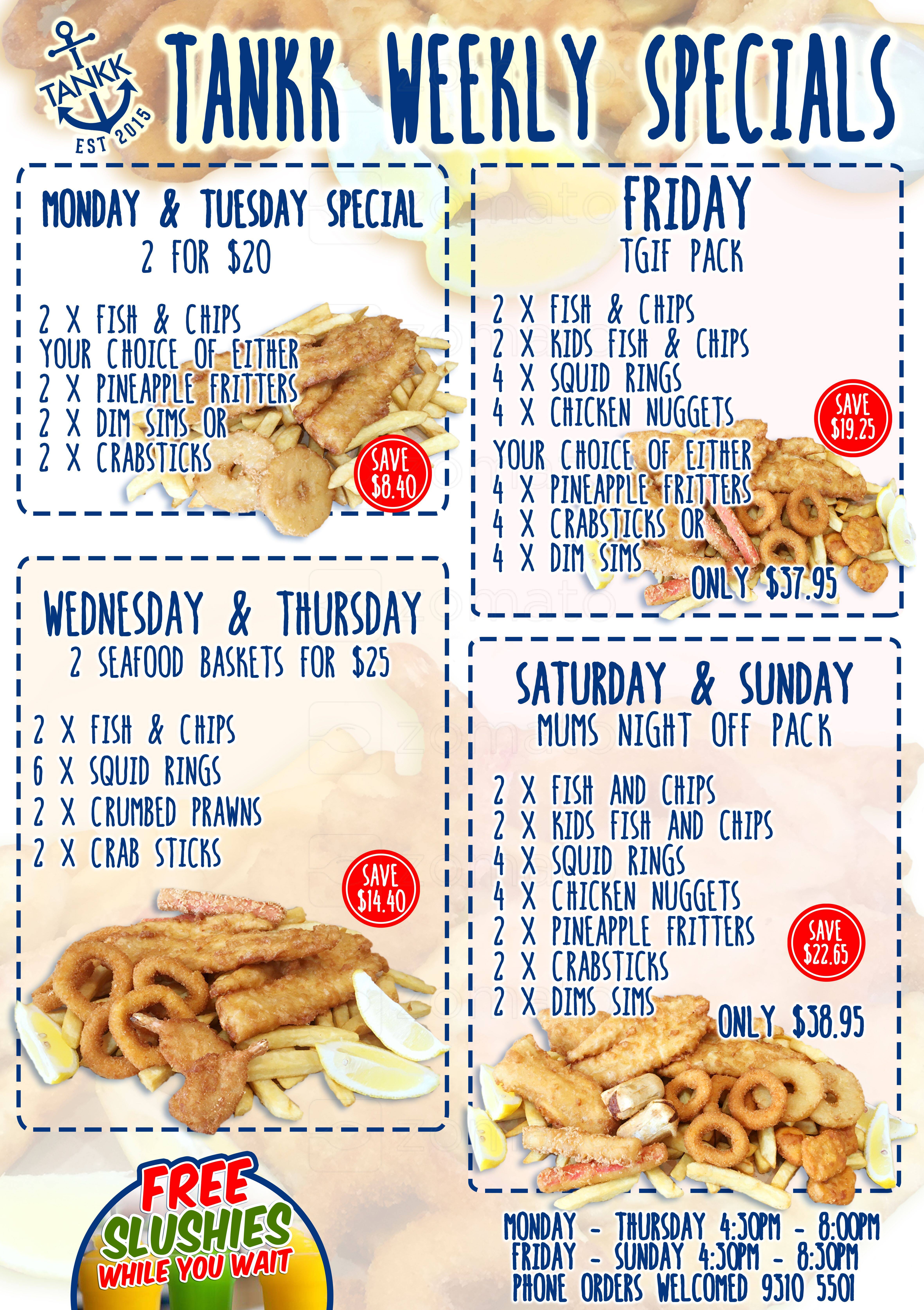 Tankk Gourmet Fish and Chips Menu Urbanspoon/Zomato