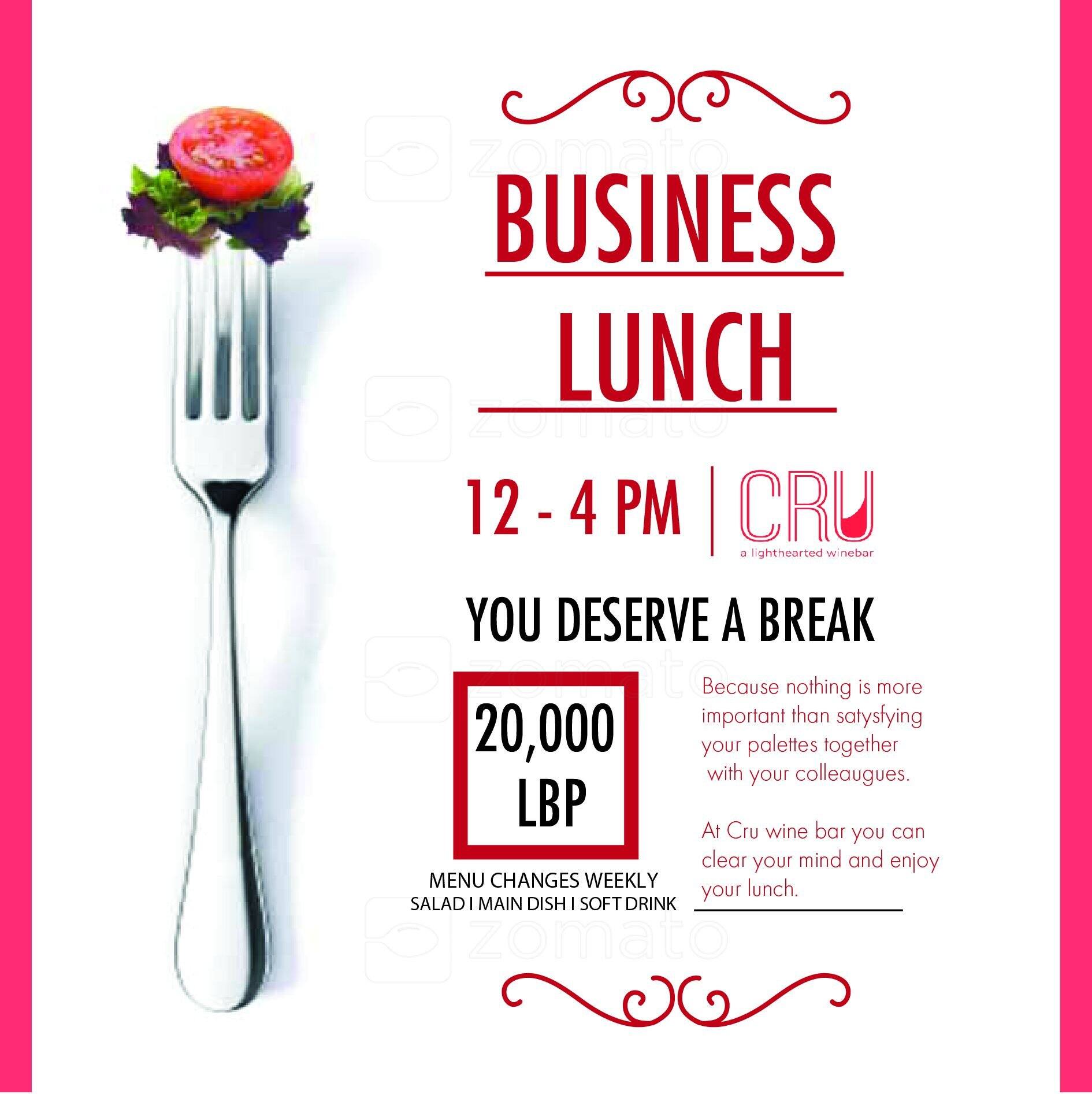 Cru Menu, Menu for Cru, Hamra, Beirut District Zomato Lebanon