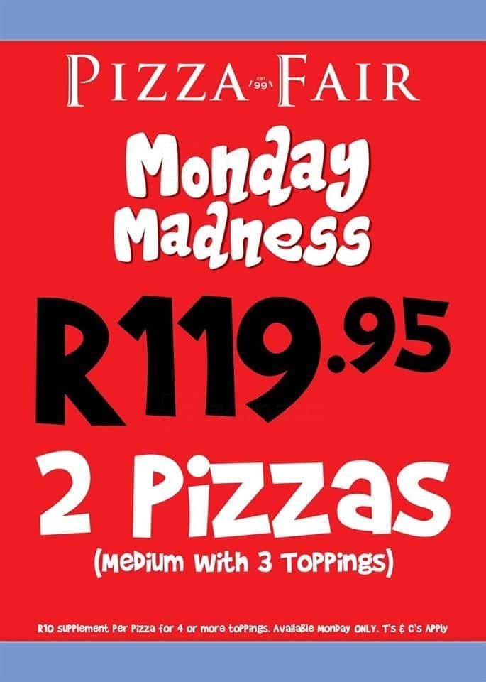 Pizza Fair Menu, Menu for Pizza Fair, Constantia, Cape Town Zomato SA