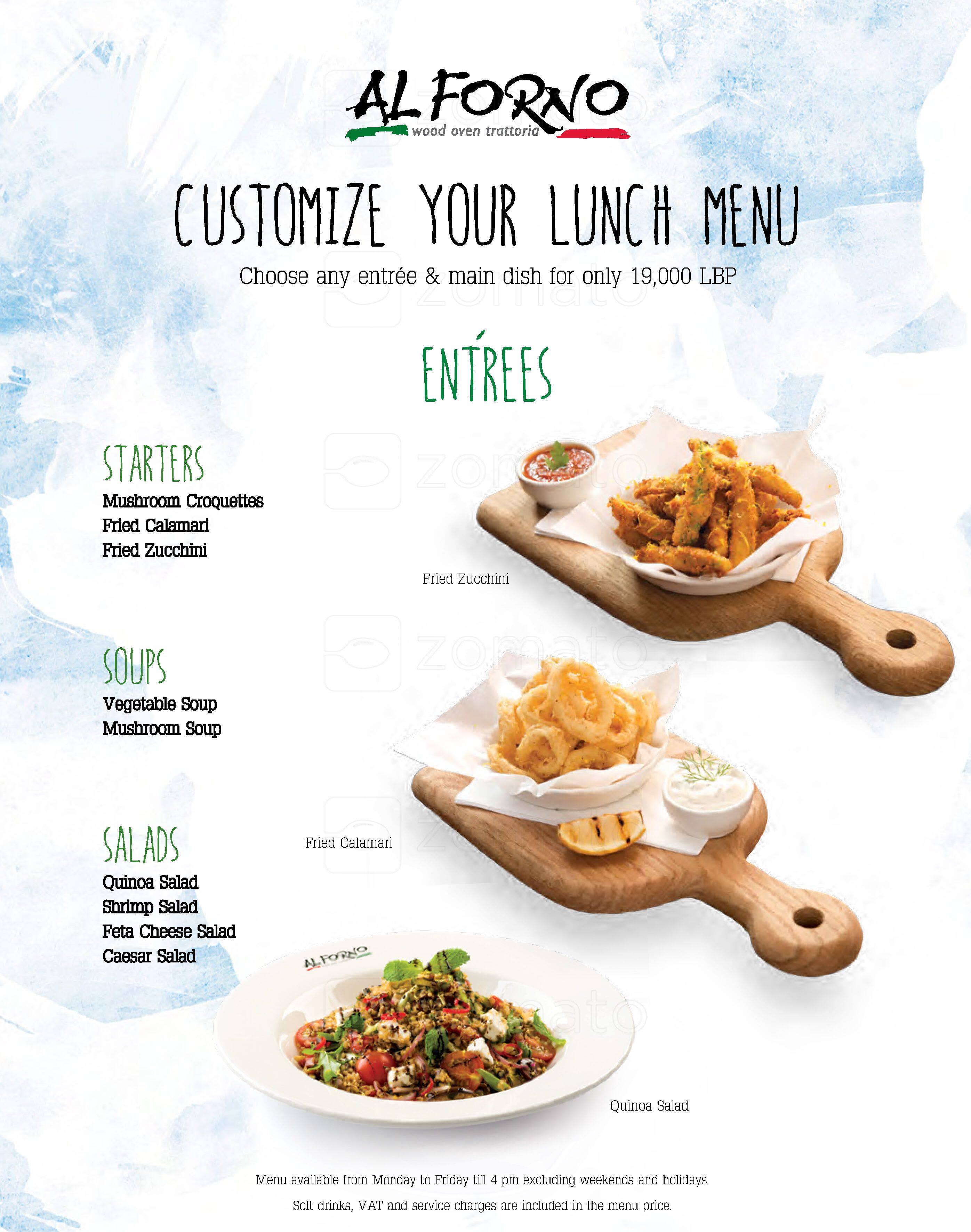 Al Forno Menu, Menu for Al Forno, El Hosn, Beirut District