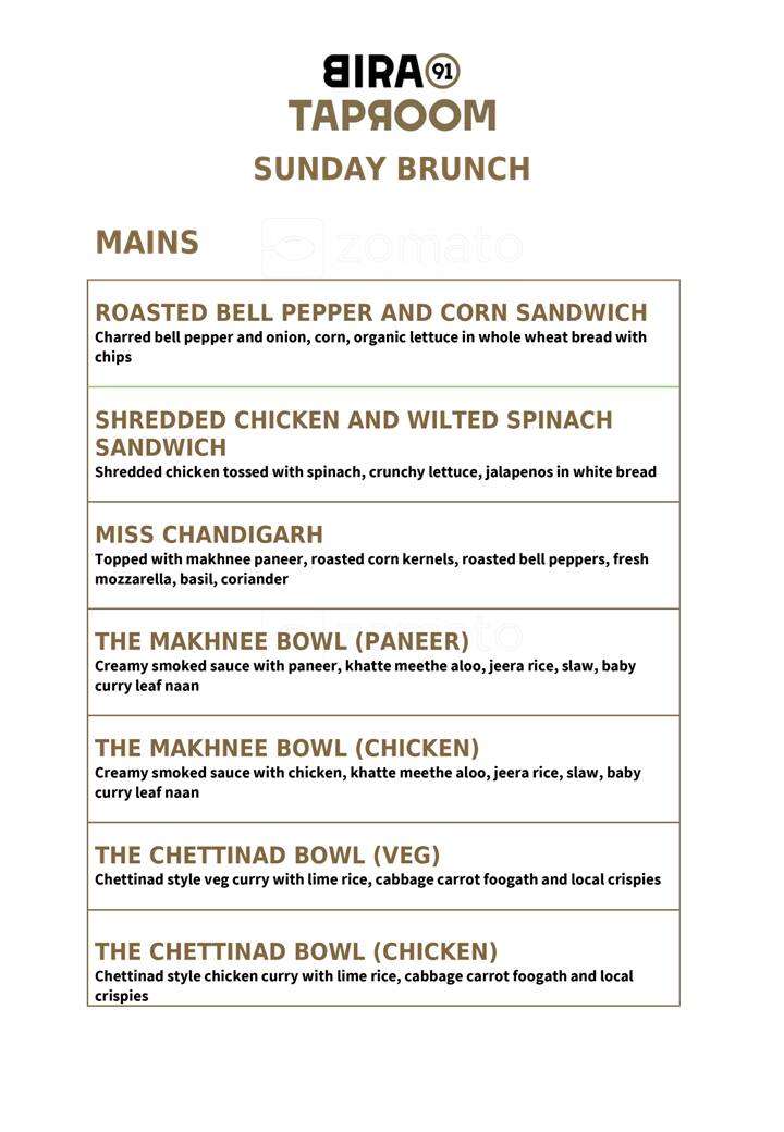 Menu at The Beer Cafe, Biggie, Bengaluru