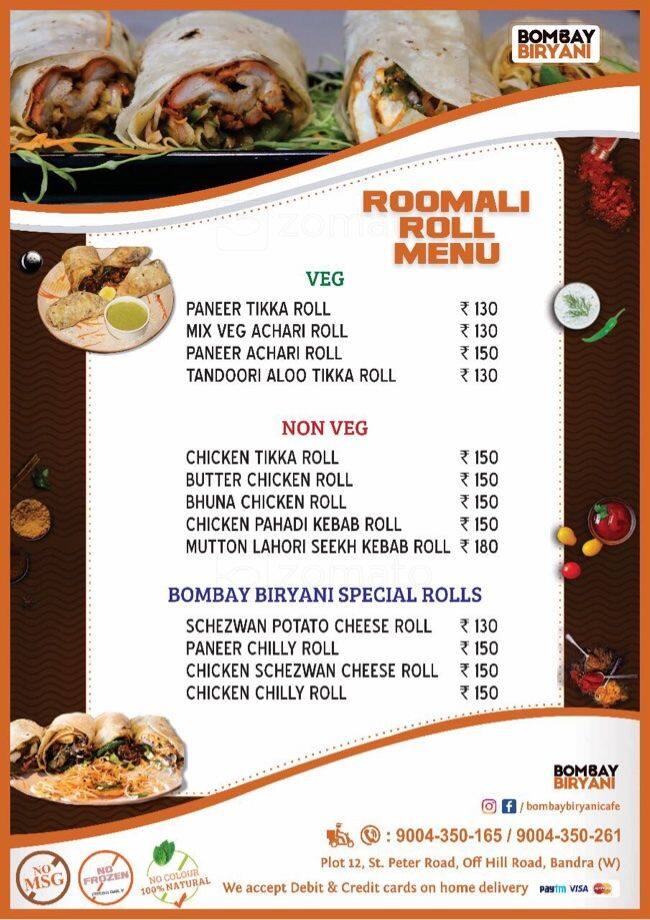 Bombay Biryani Menu, Menu For Bombay Biryani, Hill Road, Bandra West ...