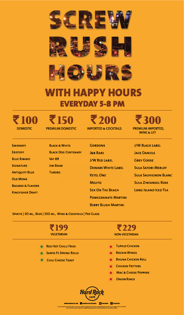 Hard Rock Cafe Menu, Menu for Hard Rock Cafe, Worli