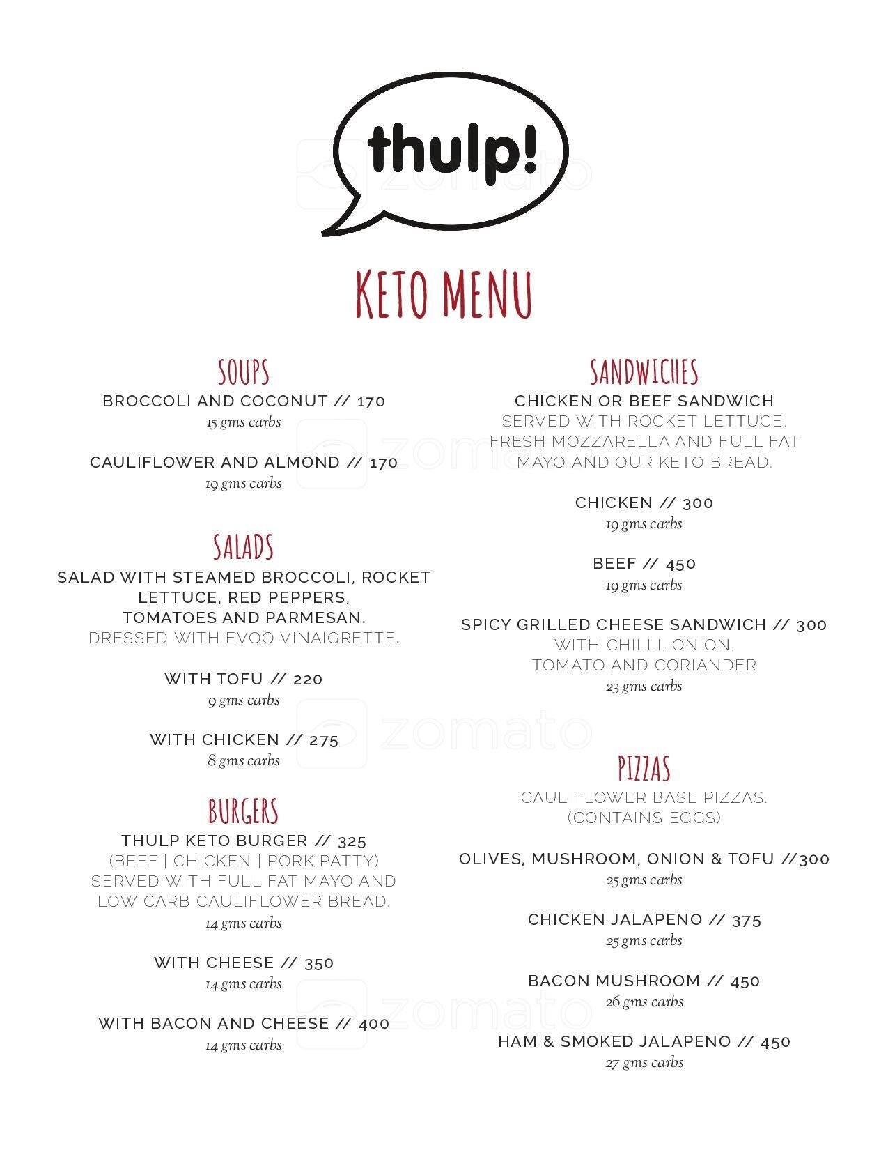 Cafe Thulp Menu, Menu for Cafe Thulp, Koramangala 1st