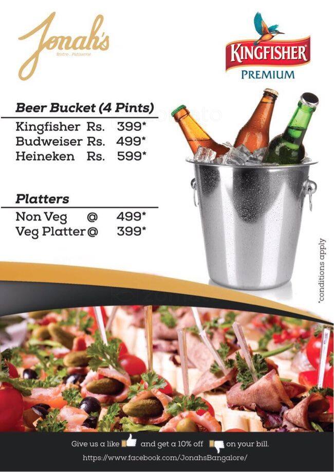 Jonah's Menü, Jonah's, Indiranagar, Bangalore için Menü Zomato