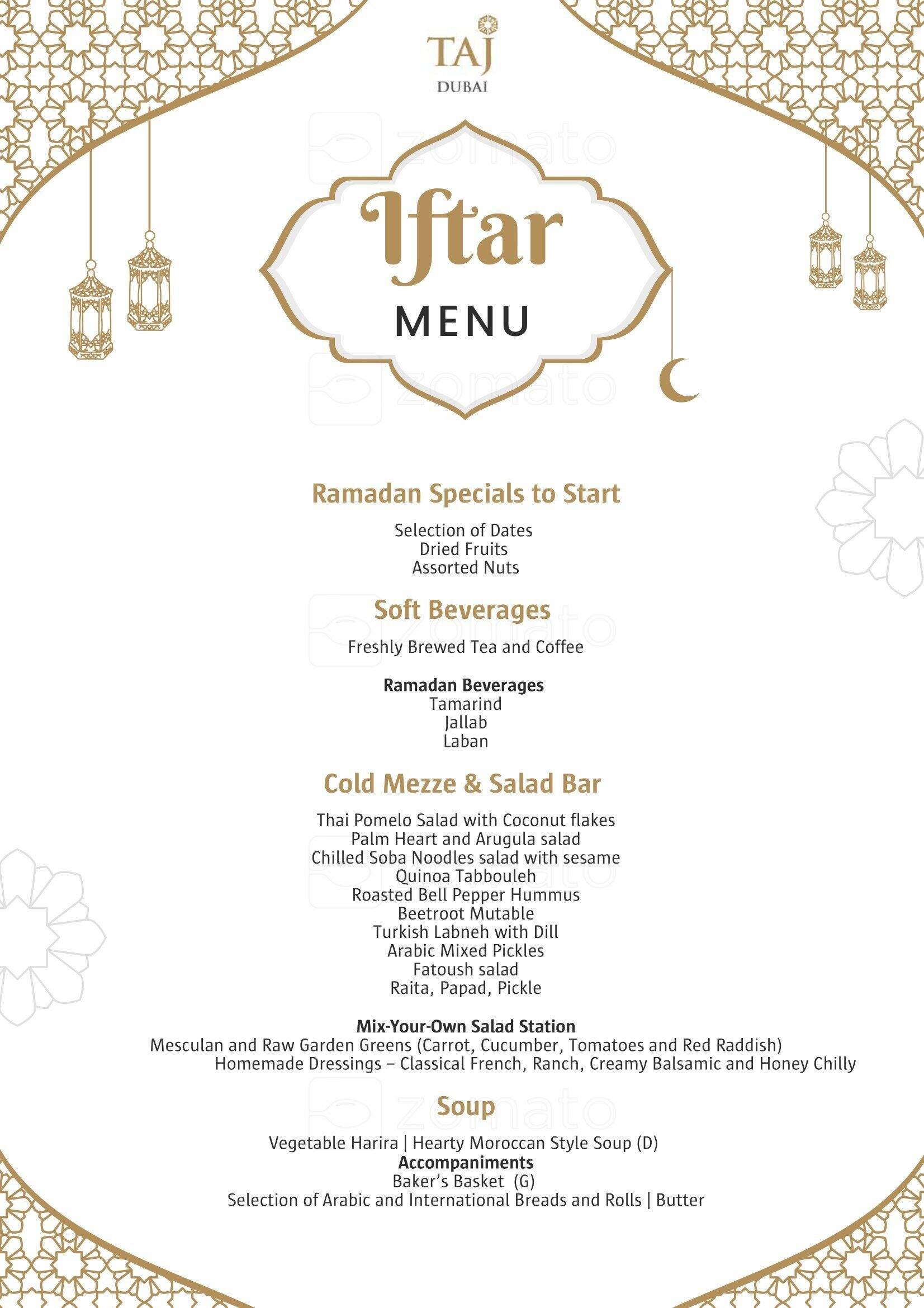 Menu of Treehouse Taj Dubai, Business Bay, Dubai