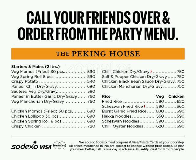 The Peking House Menu, Menu untuk The Peking House, Versova, Andheri