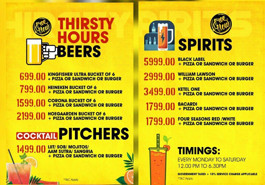 Free Flow Traffic Bar Menu, Menu for Free Flow Traffic Bar, Jubilee