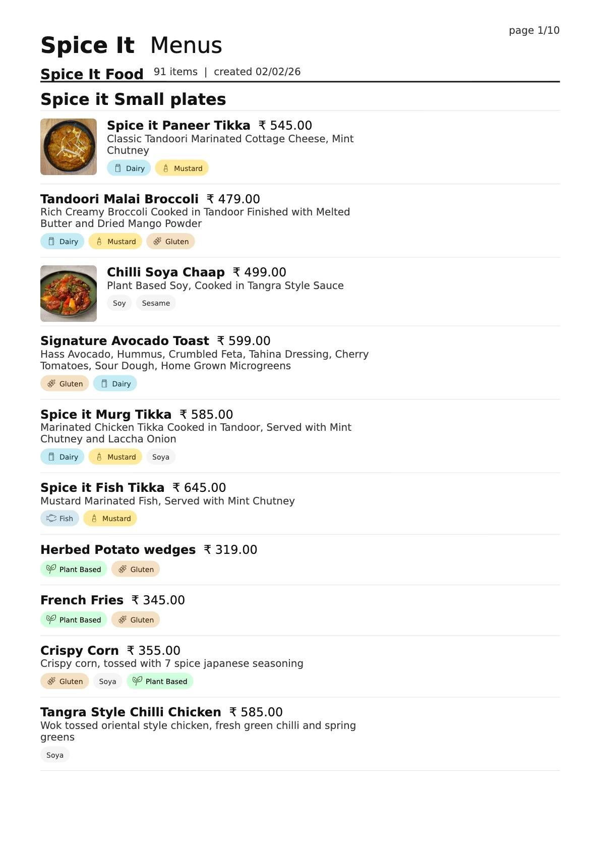 Menu