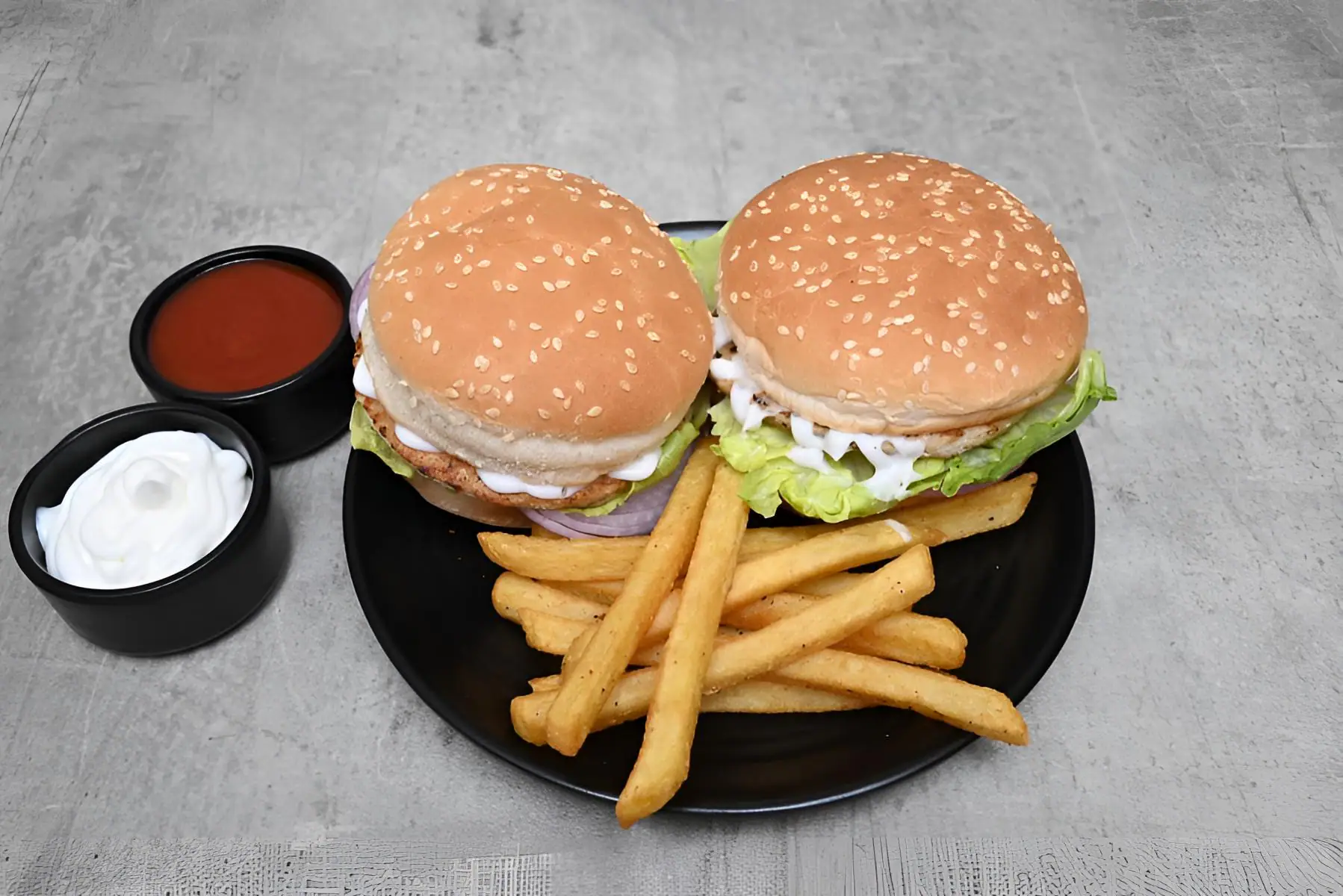 2 Grilled Chicken Burger & Add 1 Sure Crisp Fries