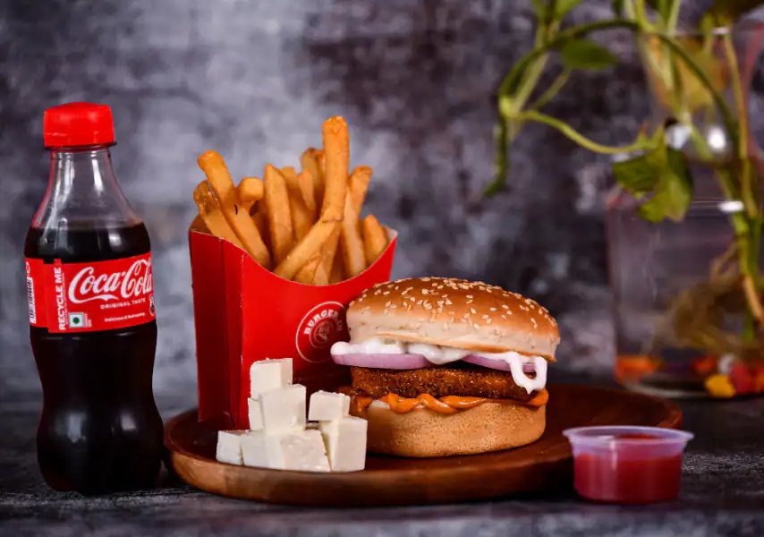 Paneer Burger Meal(burger+coca COLA +fries)