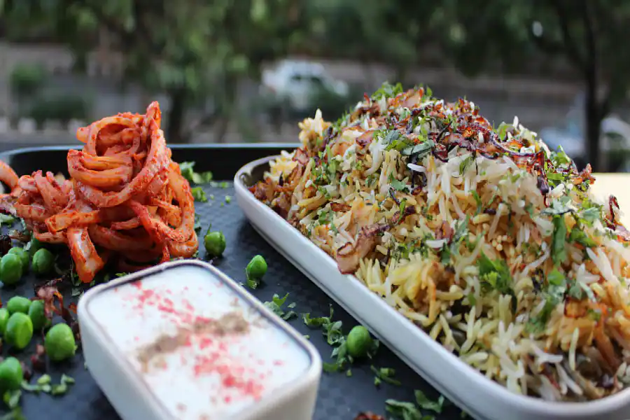 Veg Dum Biryani With Raita