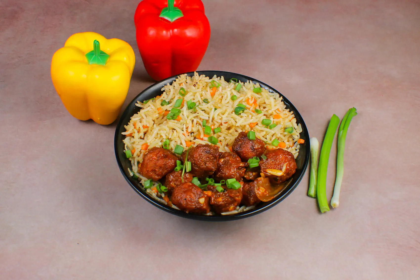 Veg Fried Rice With Veg Manchurian