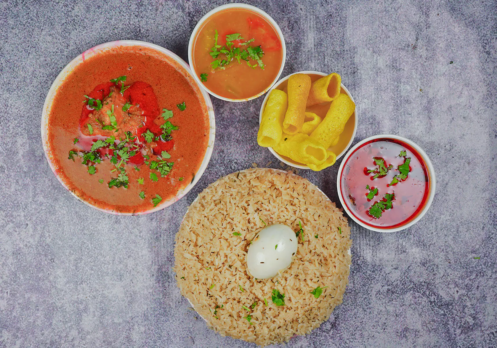 Special Chicken Masala Bagara With Masala [Grinded Kaju], Dalcha, Egg & Papad