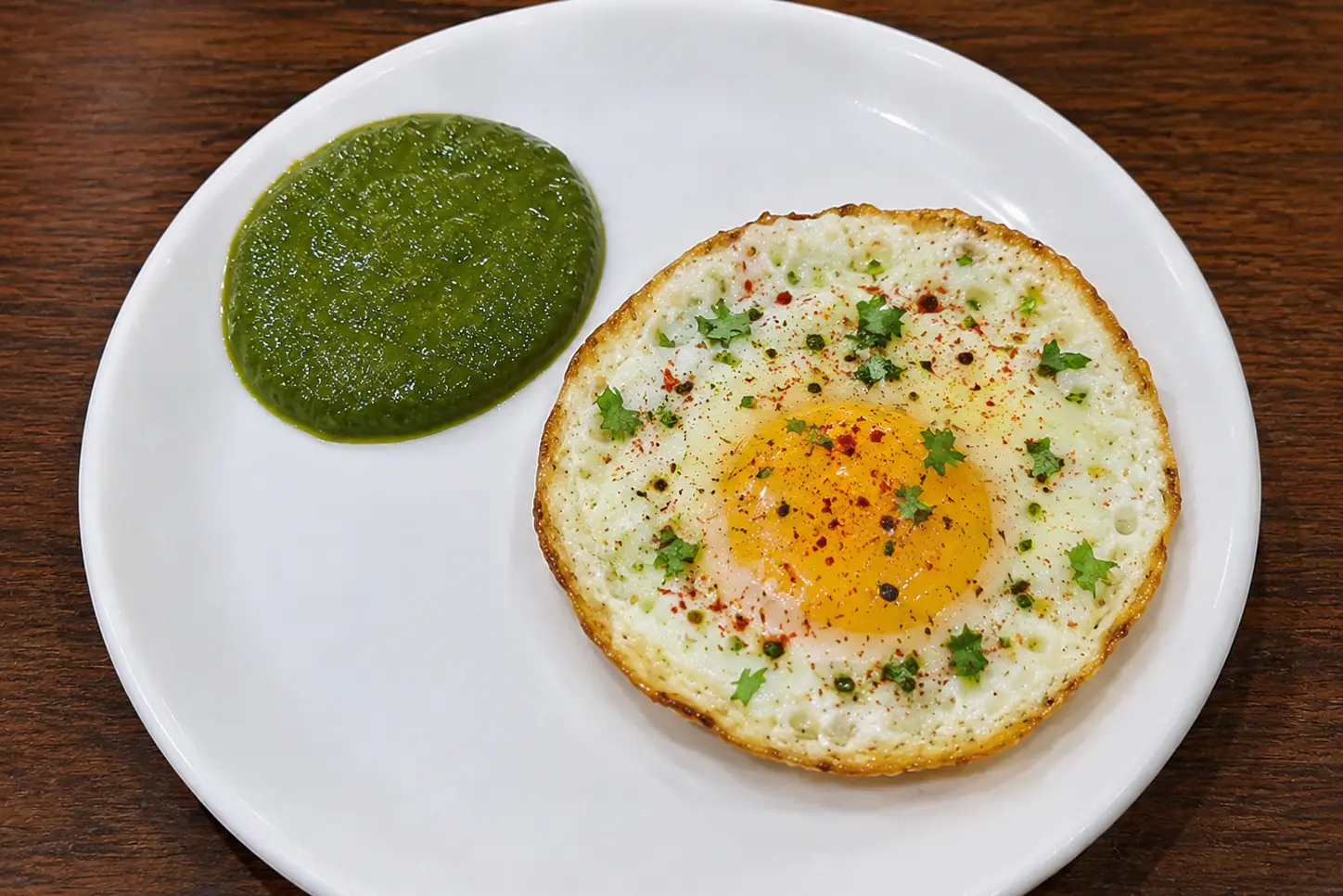 Half Fry 1 Egg With Hari Chatni