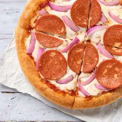 Classic Chicken Pepperoni & Onion.