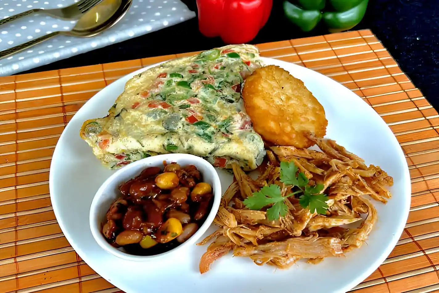 Pulled Chicken Omelette Breakfast