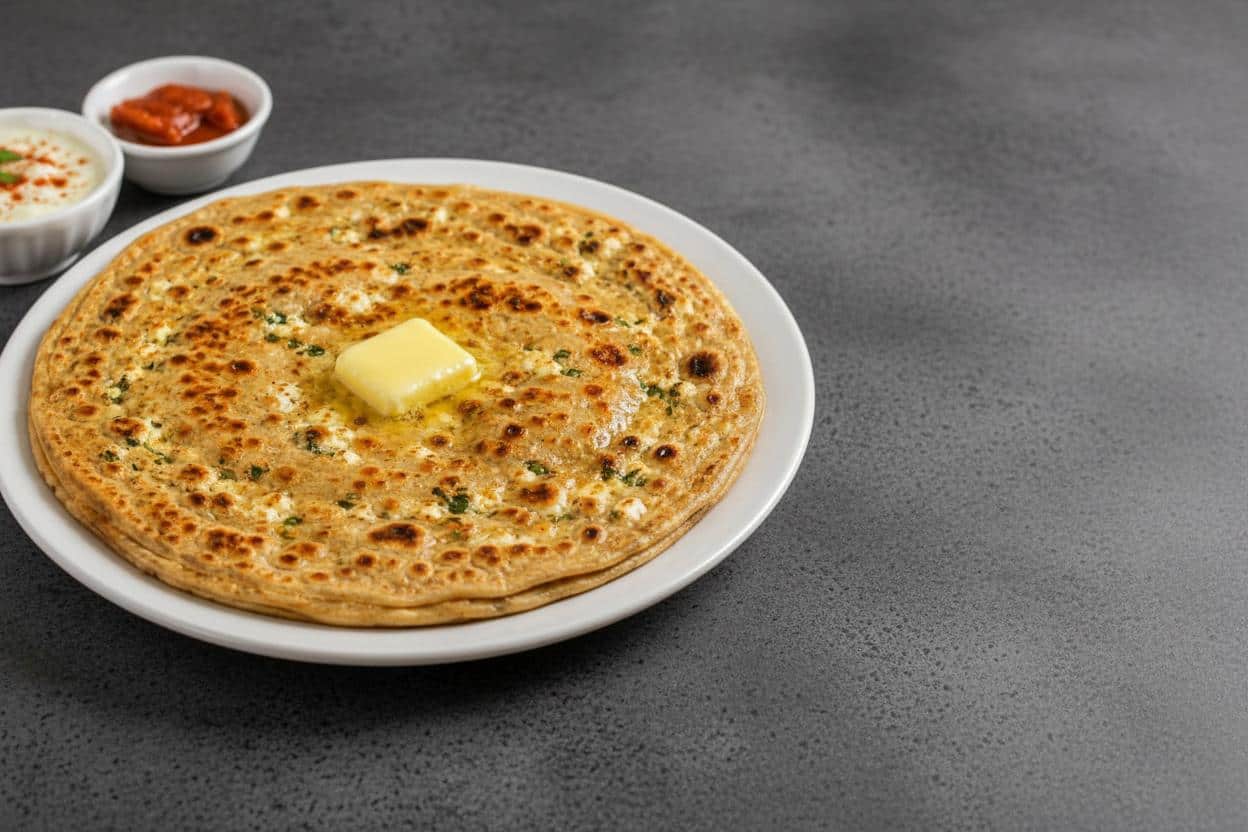 Paneer Paratha with Butter