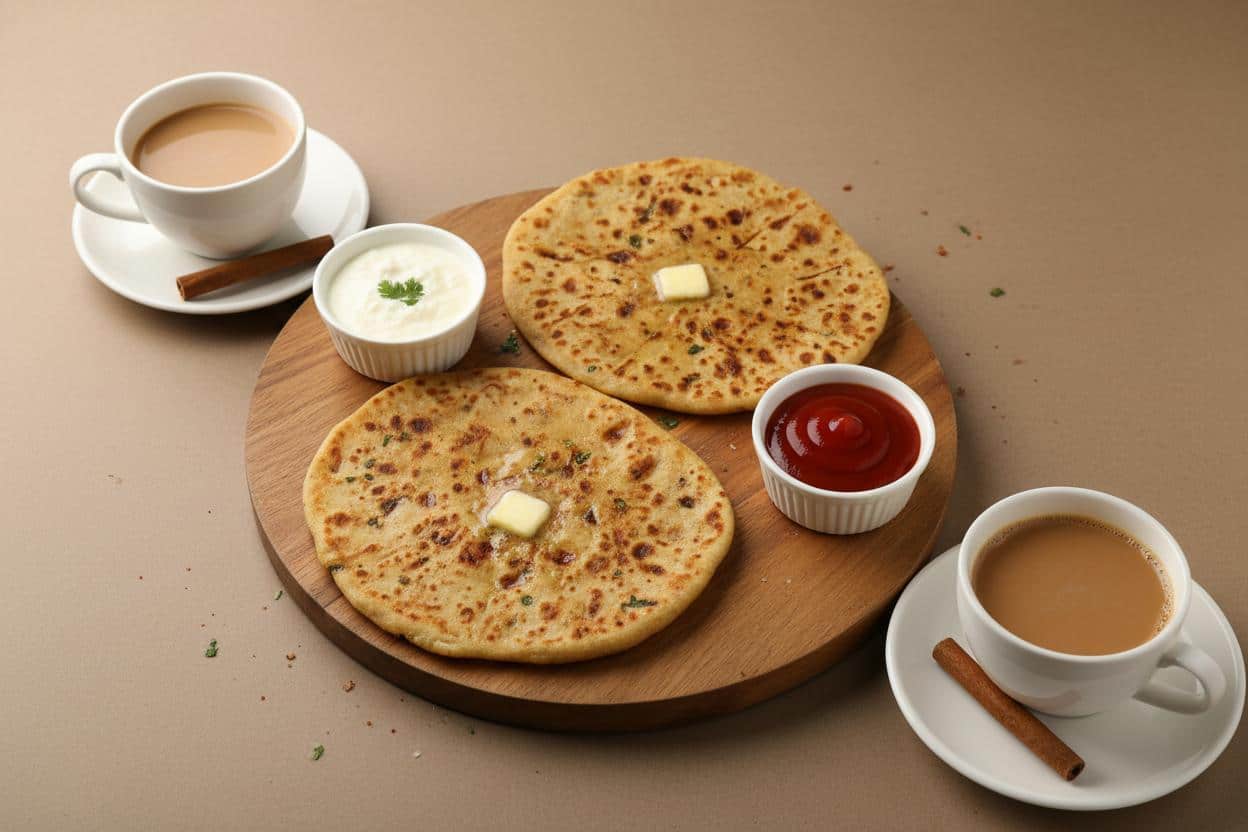 Aloo Paratha(2pc) With Ginger Tea (2cup)