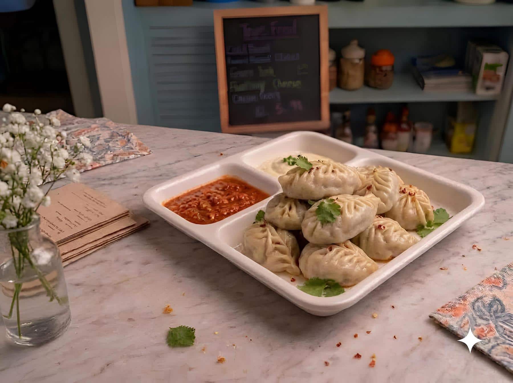 Cheese & Corn Steamed Momos (8 Pieces) in Sirsa