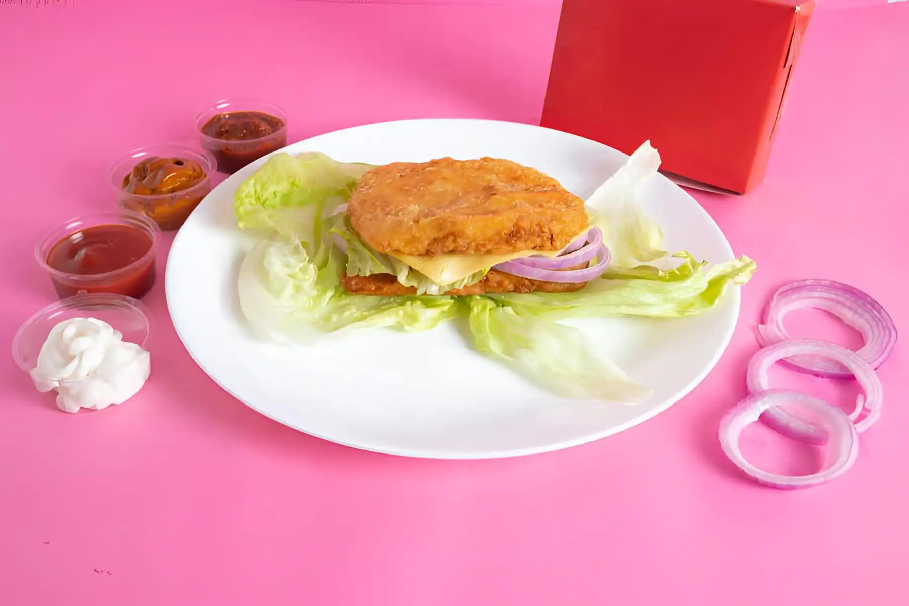 Crispy Chicken Double Down Burger With Cheese.