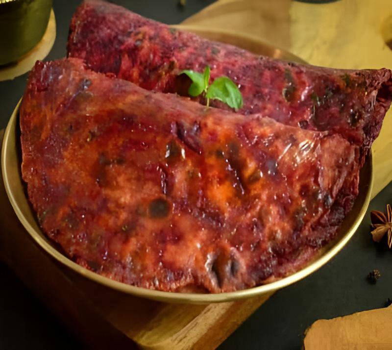 Beet Root Parantha With Curd, Butter And Pickle