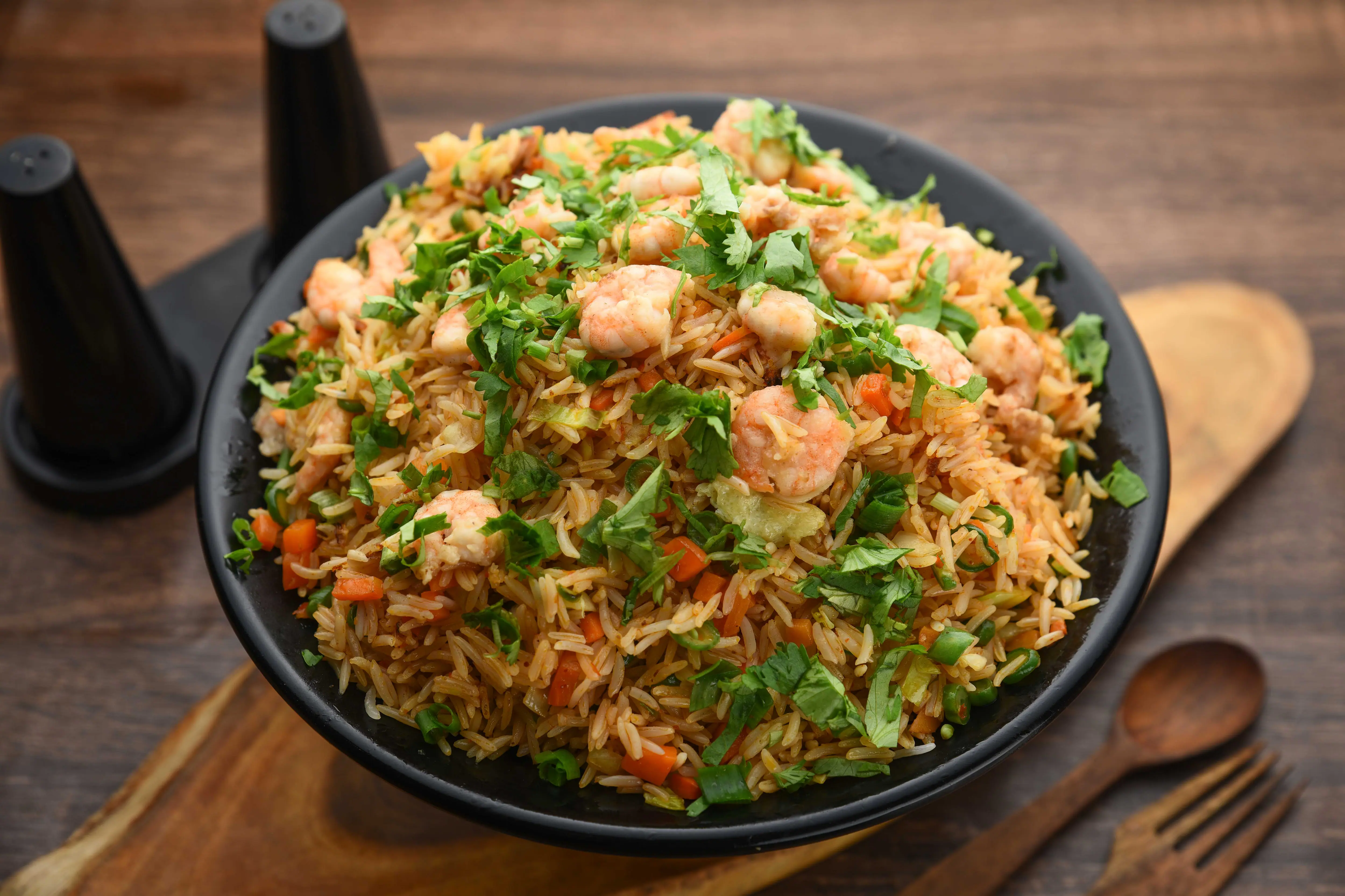 Schezwan Egg Prawns Rice