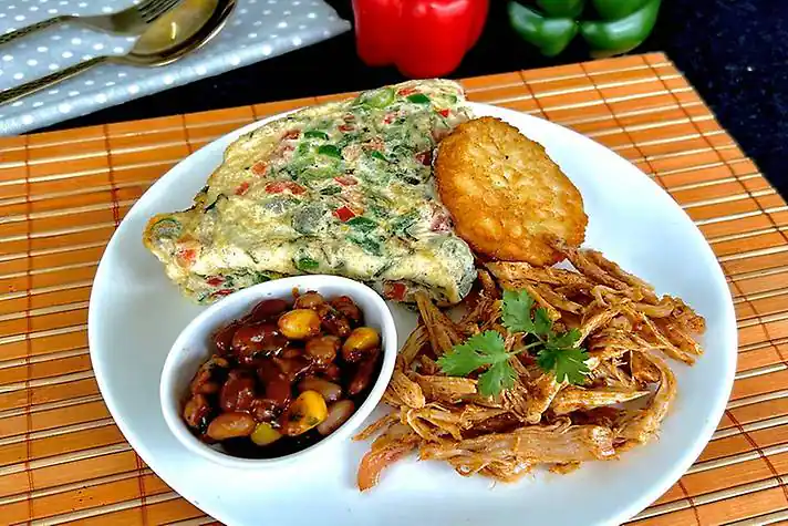 Pulled Chicken Omelette Breakfast