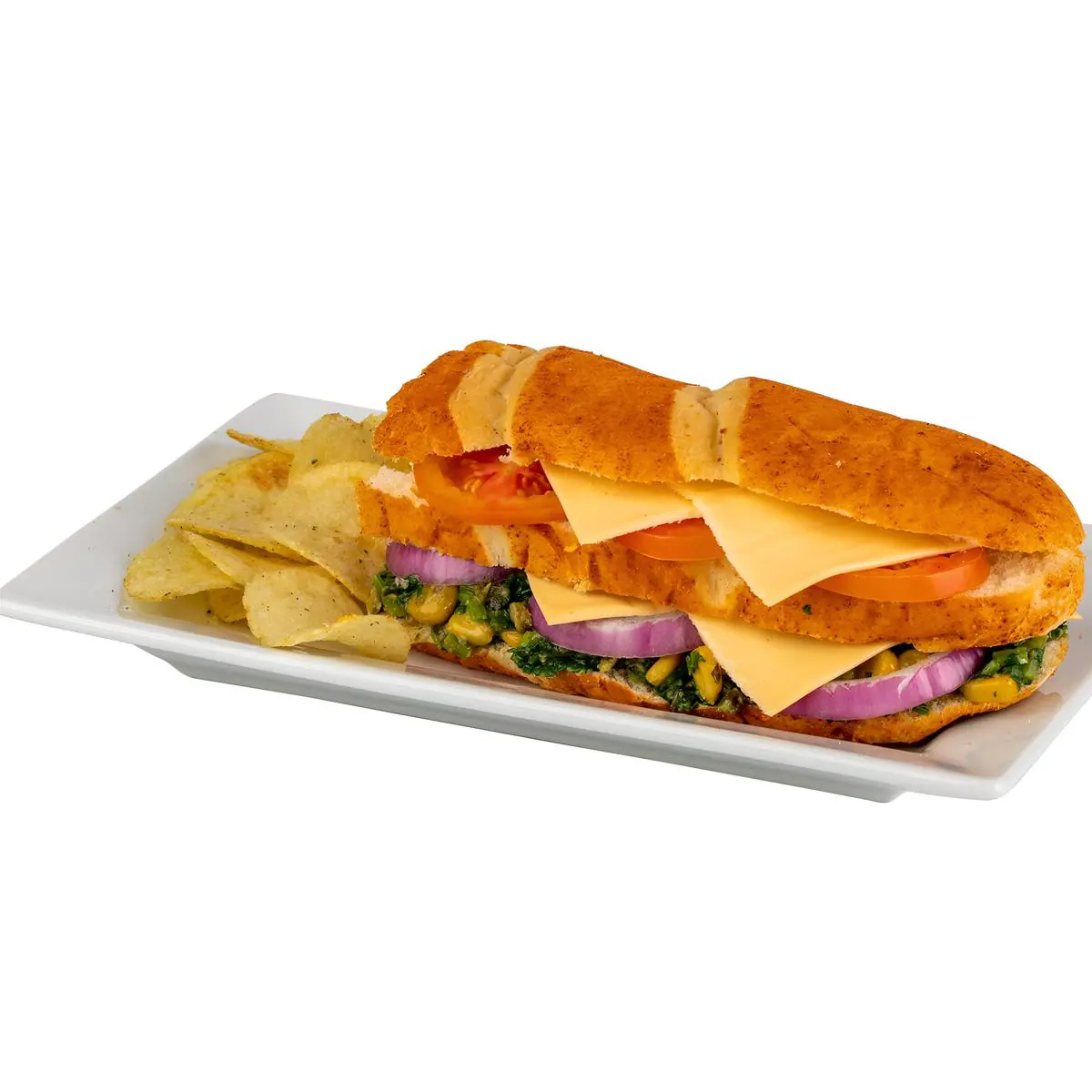 Double Decker Spinach Corn N Cheese Sandwich