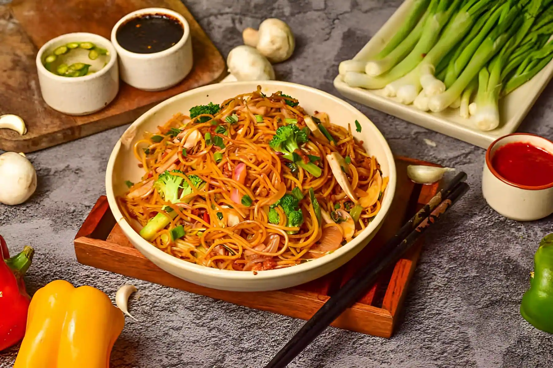 Veg Chilli Basil Noodles
