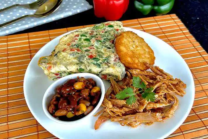 Pulled Chicken Omelette Breakfast