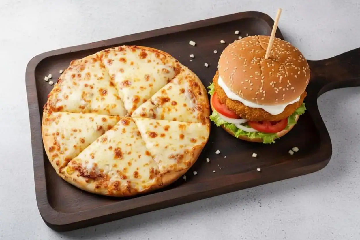 Corn And Cheese Pizza [8 Inches] With Veg Burger [Serves 1]