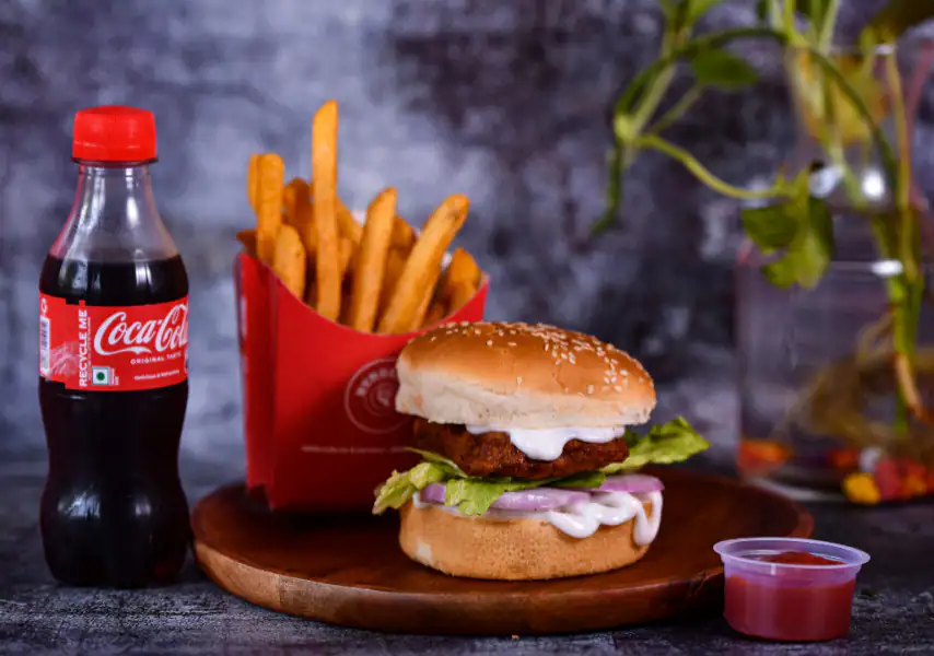 Spicy Chicken Burger Meal(burger+coca COLA +fries)
