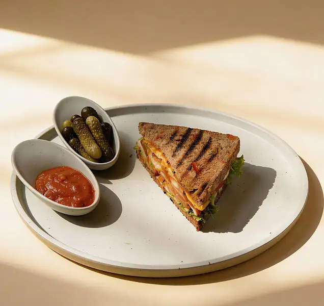 Mini Harissa Chicken Sandwich On Multigrain Brown Bread