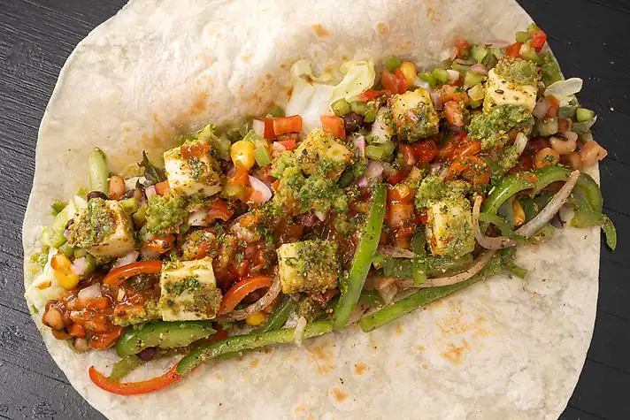 Baked Paneer Salsa Verde Buritto Wrap