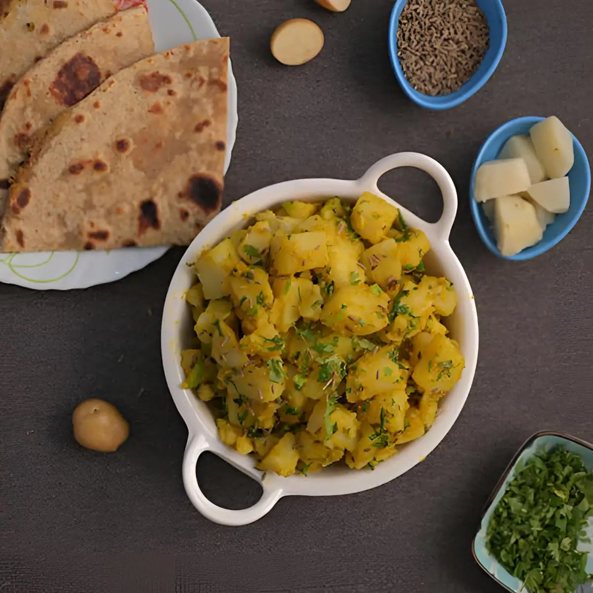 Jeera Aloo With Two Paratha