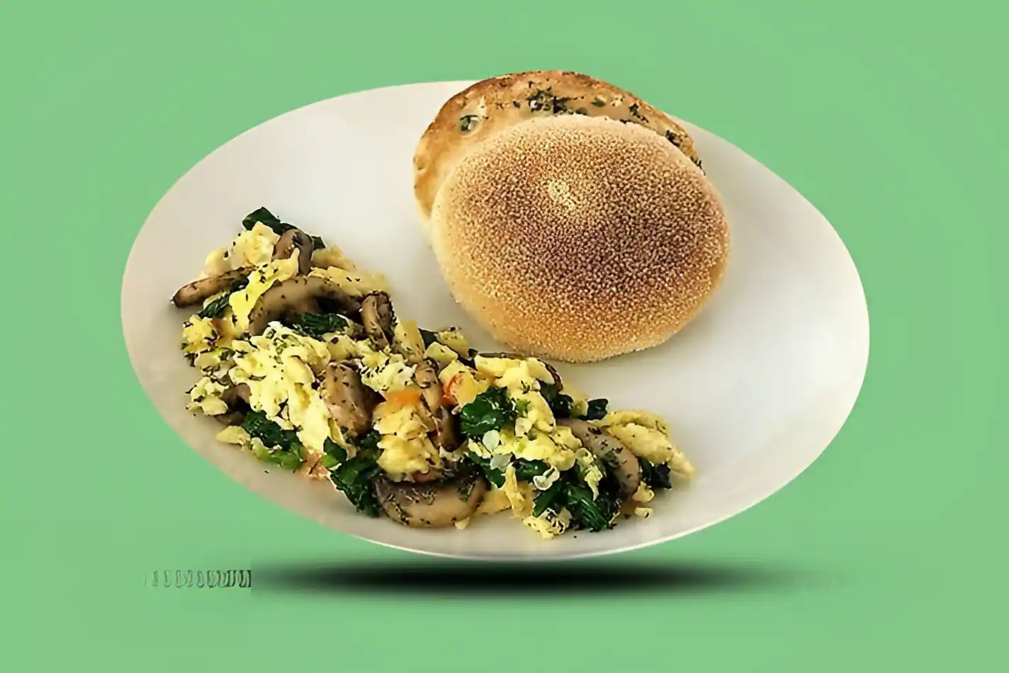 Spinach Mushroom Scrambled Eggs Combo