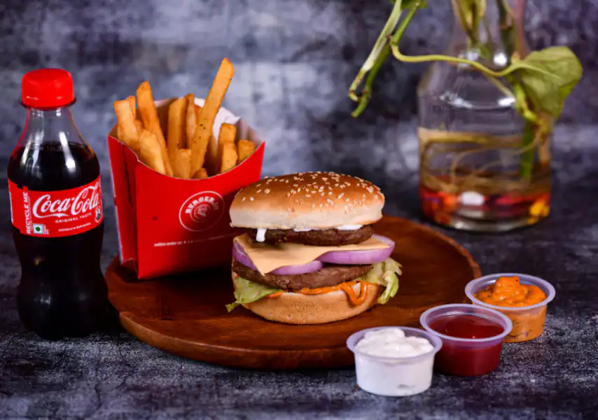 Mutton Burger Meal(burger+coca COLA +fries)