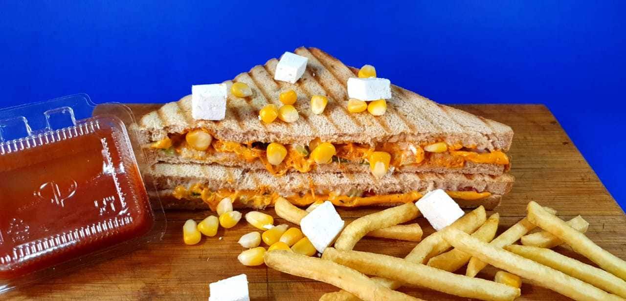 Cheese Tandoor Paneer Grilled Sandwich With French Fries Regular